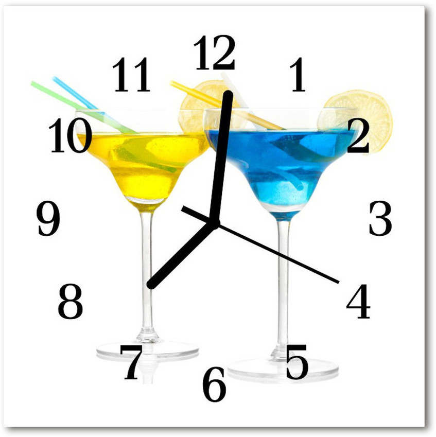 tulup pl Zegar szklany kwadratowy Koktajl 30x30cm