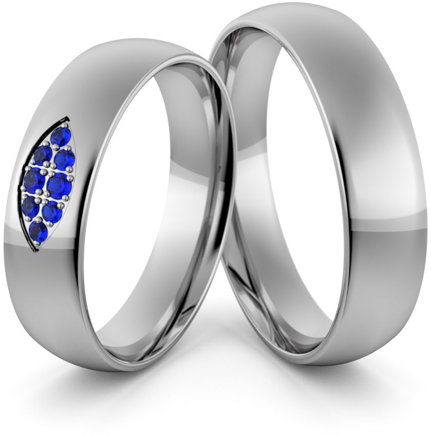 Eminence Obrączki ślubne palladowe 5 mm z szafirami - Pd-111 Pd-111-2