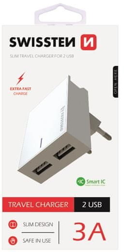 Swissten Karta sieciowa Smart IC CE 2x USB 3 A power biały 22032000 # Wpisz kod MDC5PL22 i uzyskaj dodatkowe 25 % rabatu na ten produkt promocja do 17.05.2020