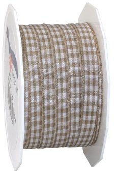 Unbekannt Prezent 10 MM 20 m Vichy  kratkowana tasiemka, taupe 6191020-104