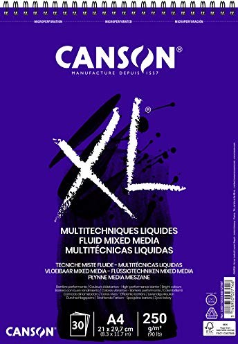 Canson XL Fluid Mixed Media, blok do płynnych technik mieszania, DIN A4, 30 arkuszy, 250 g/m C400110533