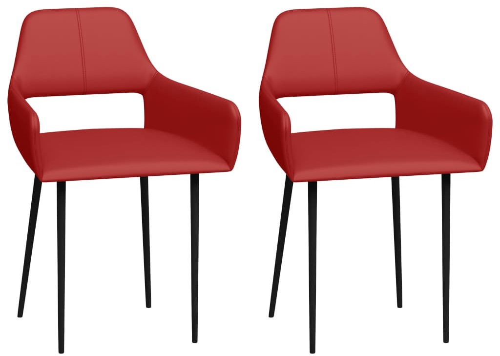 vidaXL Krzesła stołowe, 2 szt., czerwone, obite sztuczną skórą