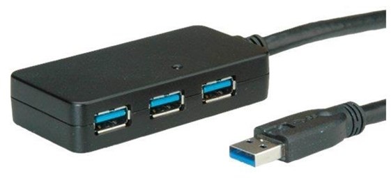 Roline USB 3.0 Hub with Repeater USB hub - 4 - Czarny 12.04.1097