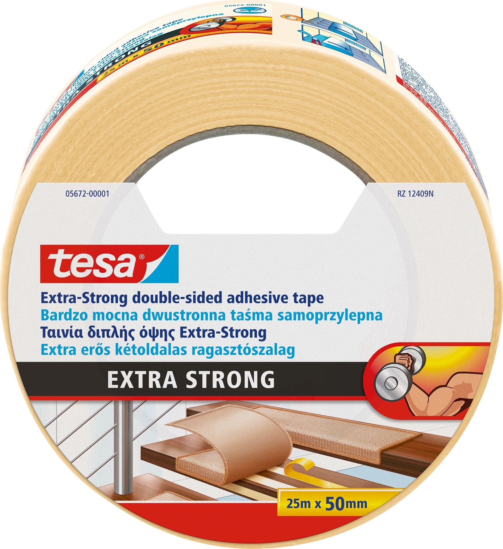 TESA taśma do wykładzin dwustronna 25m x 50mm mocna 05672-00001-11 05672-00001-11