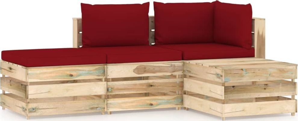 vidaXL 4-cz zestaw wypoczynkowy do ogrodu z poduszkami drewniany 3074600