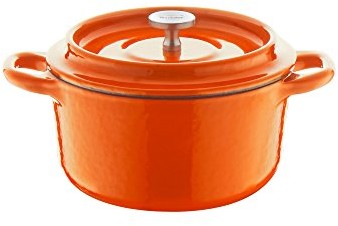 Berndes 034241 żeliwa naczynie do pieczenia z odlewu z pokrywą, 10 cm, pomarańczowy 034241