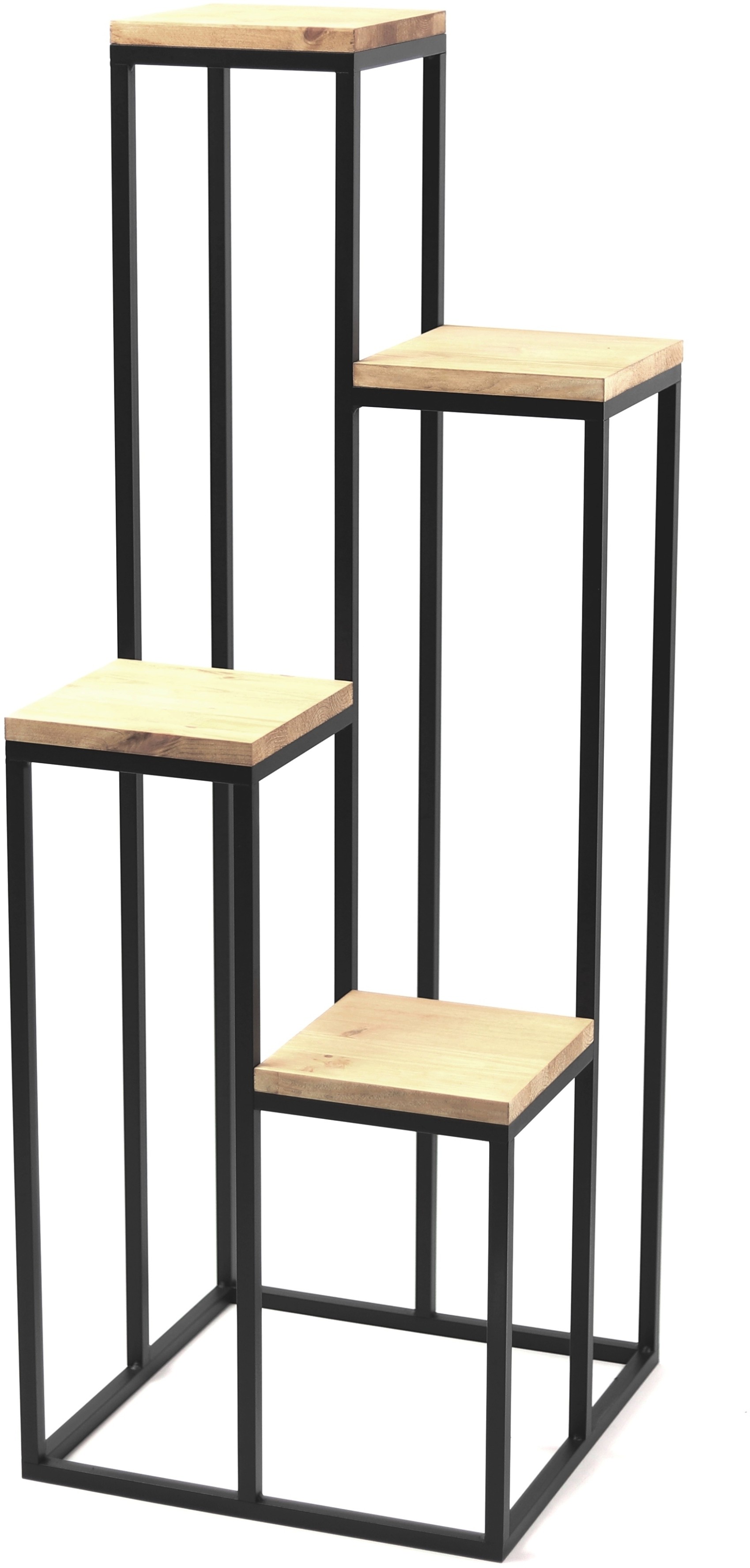 Kwietnik Metalowy Stojak na cztery kwiaty Drewno TAVOLO 112cm czarny L