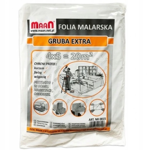 Folia Malarska Extra Gruba 4x5M Do Malowania 47u
