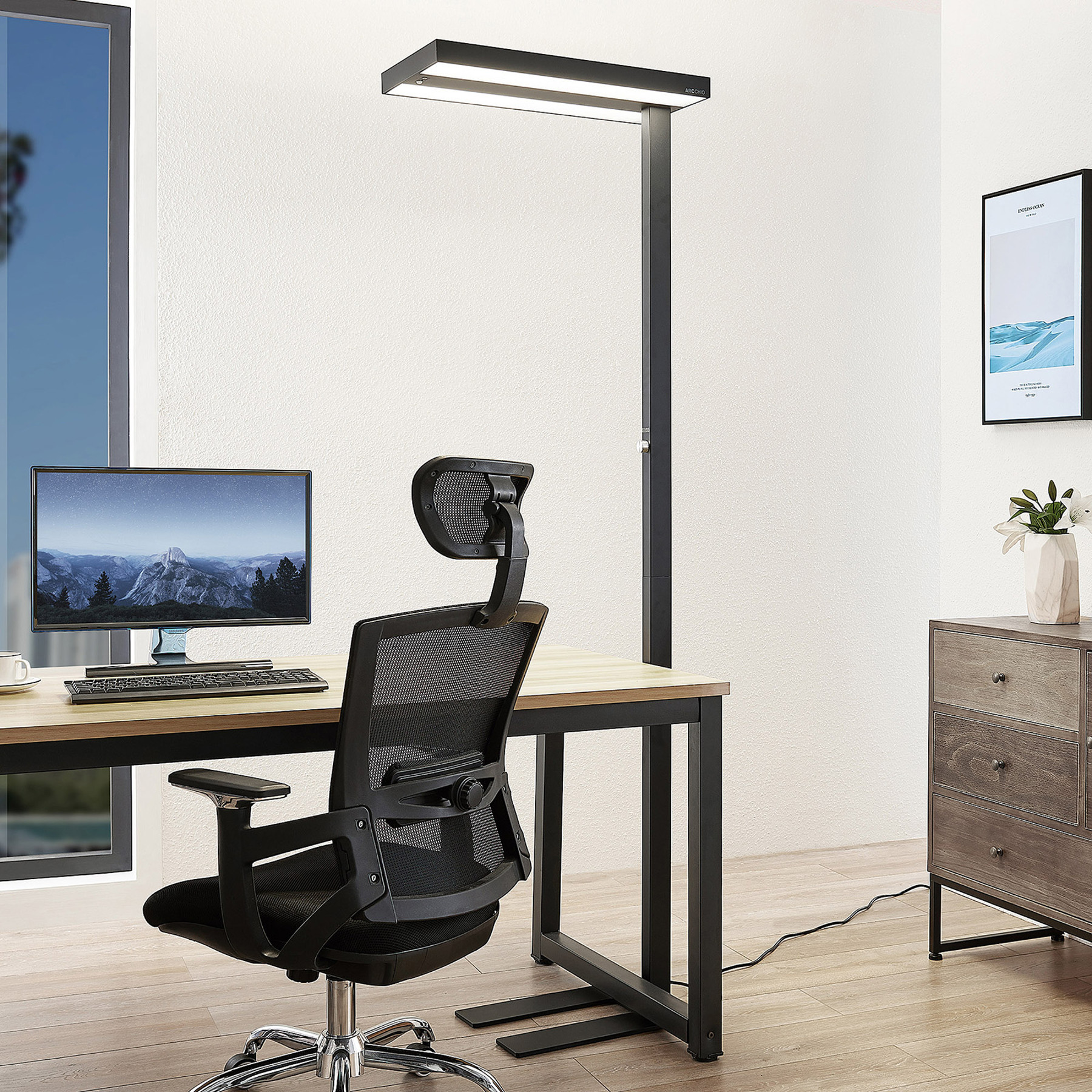 ARCCHIO Arcchio Nelvana lampa stojąca LED, czujnik, czarna