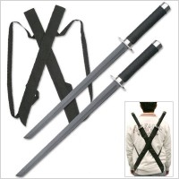 USA ZESTAW 2 MIECZY NINJA Z NYLONOWYMI POCHWAMI I PASEM HK-1456
