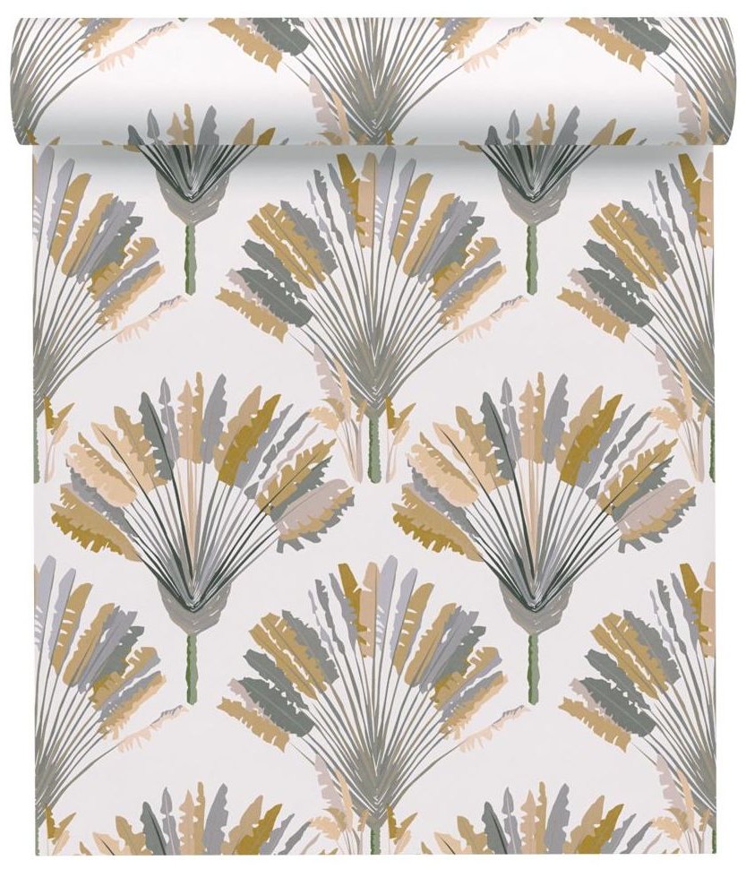 Tapeta Jungle Chic 377084 biało-żółta winylowa na flizelinie