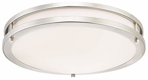 Westinghouse Lighting 64012 40 cm ściemniana lampa sufitowa LED do wnętrz, szczotkowany nikiel z białym akrylowym kloszem