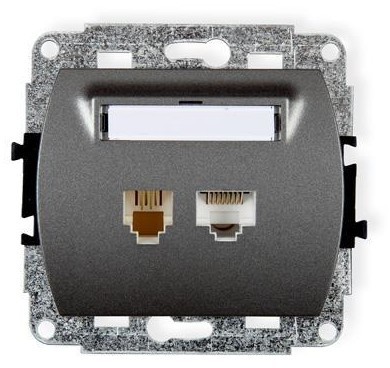 Karlik Mechanizm gniazda telefonicznego 1xRJ11 + komputerowego 1xRJ45 TREND 11GTK