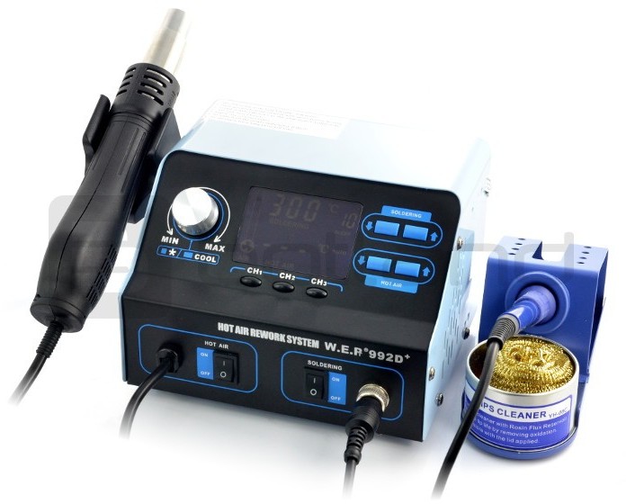Stacja lutownicza hotair i grotowa WEP 992D+ FAN zapamiętywanie ustawień + wentylator w kolbie - 720W LUT-08373