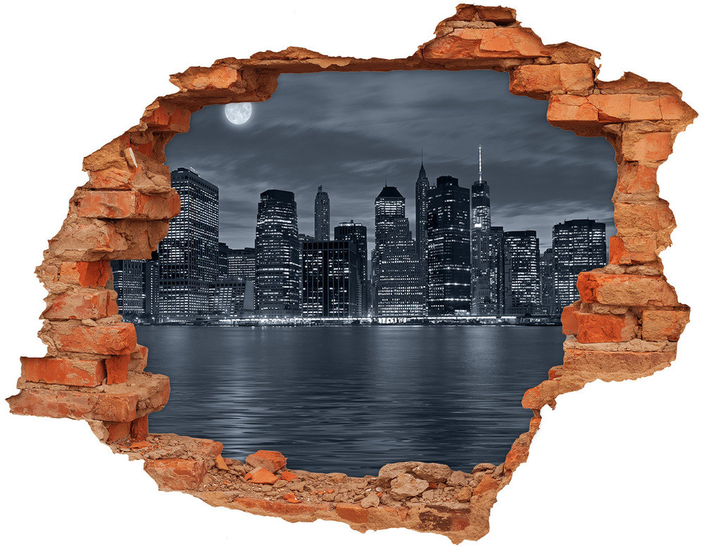 Wallmuralia.pl Fototapeta dziura na ścianę 3d Nowy Jork nocą