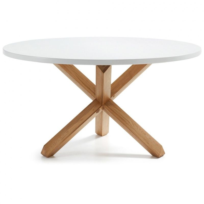 LaForma Stół okrągły Nori 135 cm biały/naturalny LM-N20-56