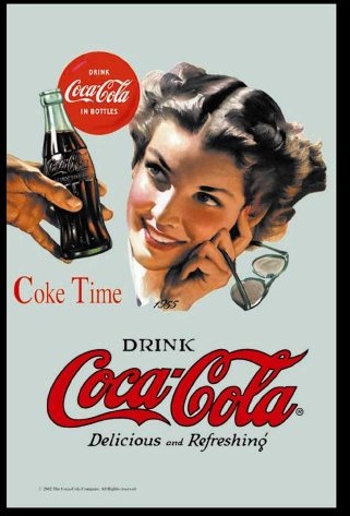 Empire plakat  Coca Cola  Coke Time  rozmiar (cm), ok. 20 X 30  lustro lustro na ścianę z czarnego tworzywa sztucznego ramki o wyglądzie drewna z nadrukami z nadrukami 537263