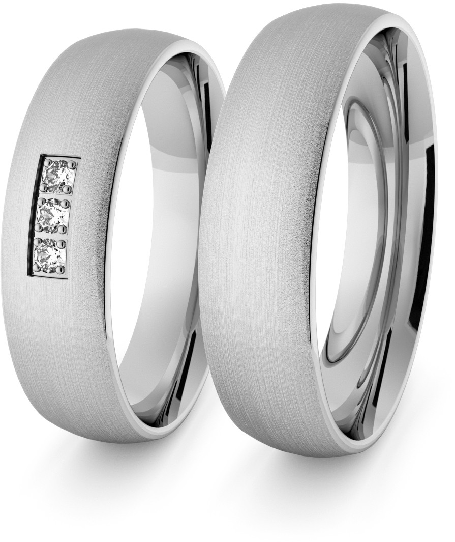 Eminence Obrączki ślubne klasyczne z białego złota niklowego 5 mm z brylantami - 2 Au-classic-5-2