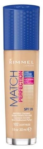 Rimmel Match Perfection 24H Moisture podkład dopasowujący się do cery SPF 20 102 Light Nude 30ml 45756-uniw