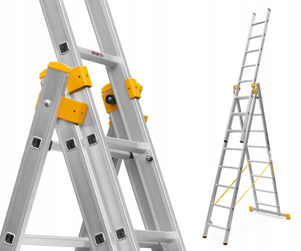 ALVE Drabina aluminiowa 3x8 Forte + Koła I Hak