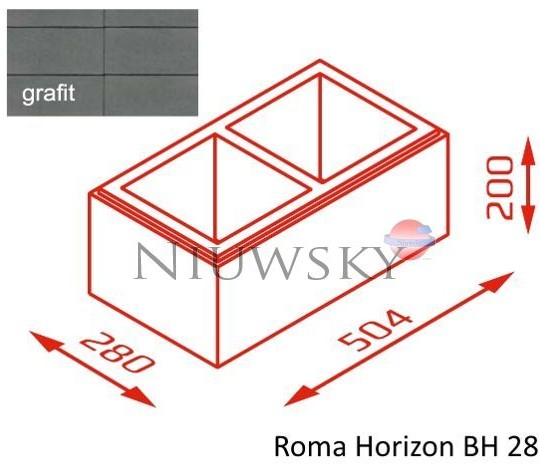 Joniec Bloczek Roma Horizon BH28 50,4/28/20 kolor grafit / Bloczek Roma Horizon BH28 50,4/28/20 kolor grafito