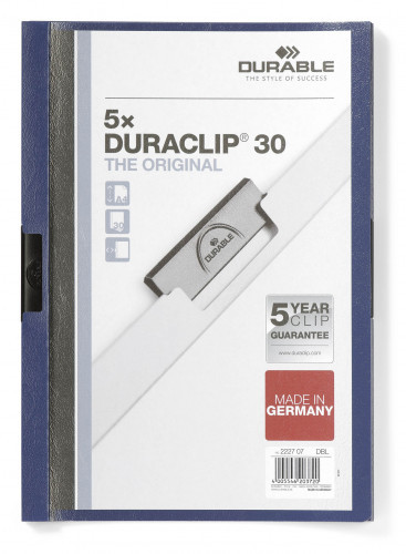 Durable 222707 DURACLIP Original 30 skoroszyt zaciskowy A4 1-30 k. granatowy op. (5 szt.)
