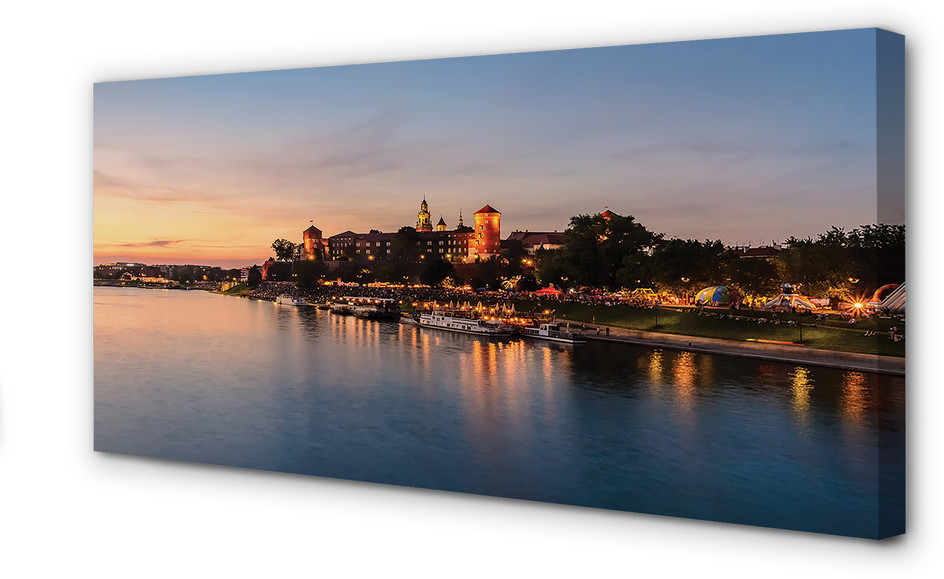 PL Tulup Obrazy na płótnie Kraków Zachód słońca rzeka zamek 100x50cm
