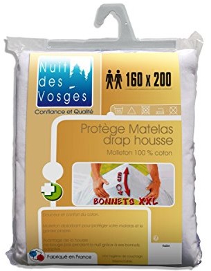 Nuit des Vosges Nuit des Vosges Aubin ochraniacz na materac chłonny z czapką prześcieradło z gumką bawełna białe 160 x 200 cm 3275192200829