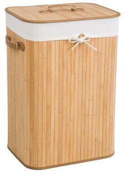 TecTake Bambusowy kosz na bieliznę z workiem beżowy 72 L 401836