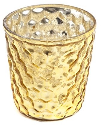 Insideretail Wtajemniczeni etail 700452  10  12yel Mercury świecznik na podgrzewacze ze szkła, połączona z folią Distressed Żółty, zestaw od 12, 7 x 5 x 7 cm 700452-10-12YEL