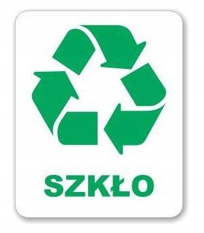 Naklejka Szkło na Śmietnik kosz do Segregacji bio