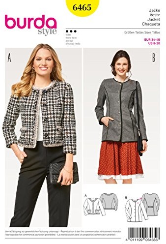 Burda burda 6465 wzór kurtki i Blazer cięcia (damski, rozm. 34$73 46) Level 3 średnia B6465