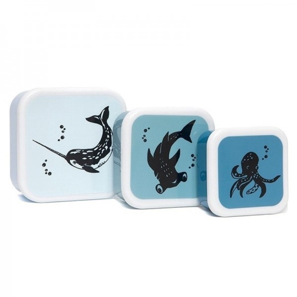 Petit Monkey Petit Monkey - Zestaw 3 śniadaniówek lunchbox Deep Blue