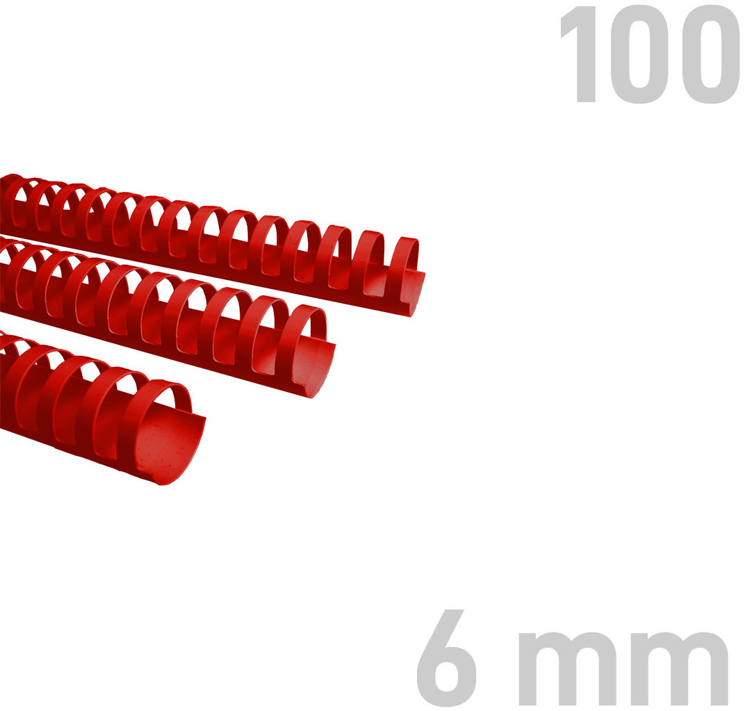 Opus Grzbiety do bindowania 6mm czerwone plastikowe 100szt. GRP.150