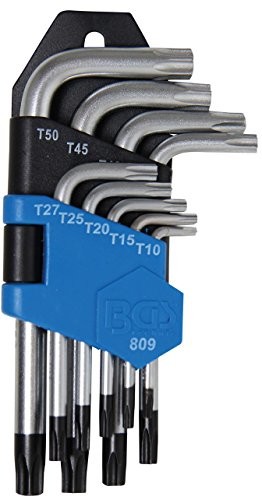 BGS profilem T-klucz kątowy komplet z otworem czołowym, T10  50, 9-częściowy, 809