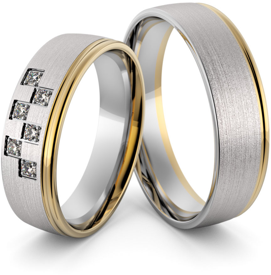 Eminence Obrączki ślubne dwukolorowe z brylantami - Au-998 Au-998-2
