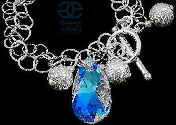 Swarovski Arande piękna bransoletka BLUE AURORA SREBRO 4753229445