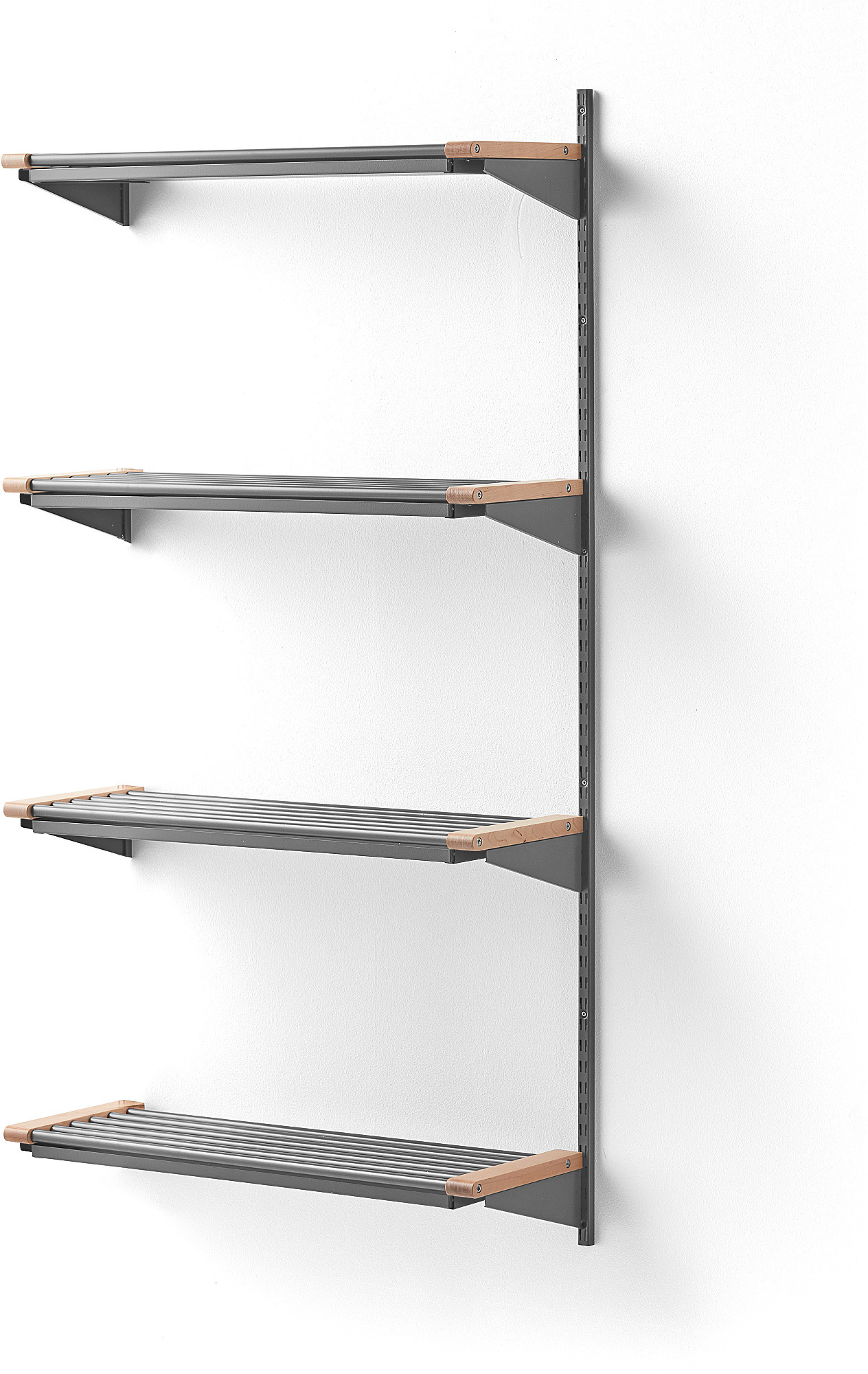 AJ Produkty Stojak na obuwie JEPPE, 4 półki, moduł dodatkowy, 1790x900x310 mm, aluminium/brzoza