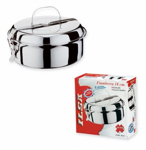 Ilsa elza 524 piknik Box, okrągły, ze stali nierdzewnej, 24 cm, w kolorze srebrnym 524