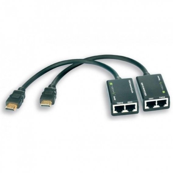 Techly Extender HDMI po skrętce Cat. 5e/6 do 30m, czarny 301153