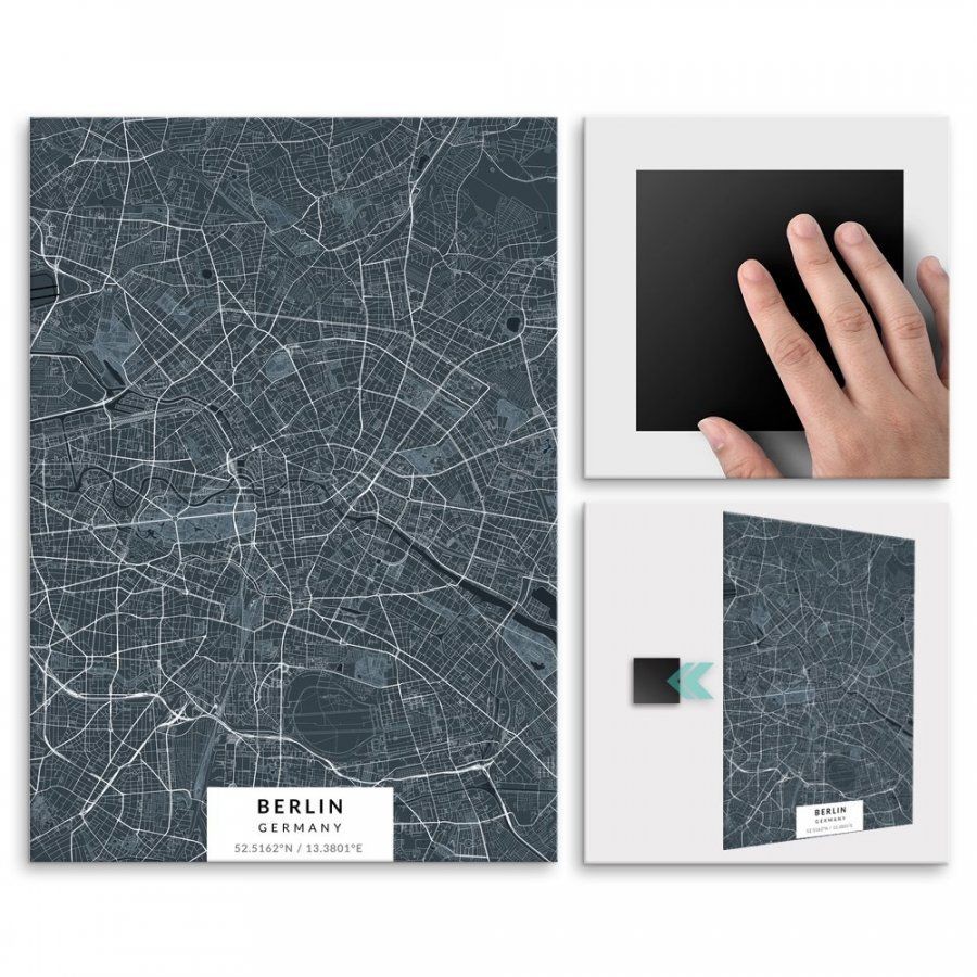 Pix4home Plakat metalowy Mapa Navy Berlin L POS-L-02200
