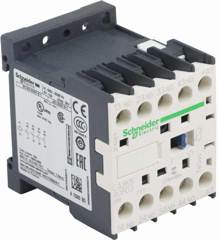SCHNEIDER Miniaturowy-stycznik-pomocniczy-TeSys-K-4NO-cewka-24V-DC-zaciski-skrzynkowe CA3KN40BD3