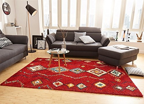 Mint Rugs Wzór dywanu z długim runem Geometric Czerwony 102692_160x230