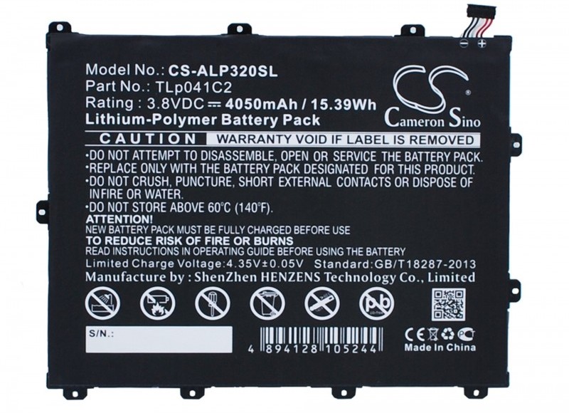 Cameron Sino Alcatel One Touch POP 8 TLp041C2 4050mAh 15.39Wh Li-Polymer 3.8V