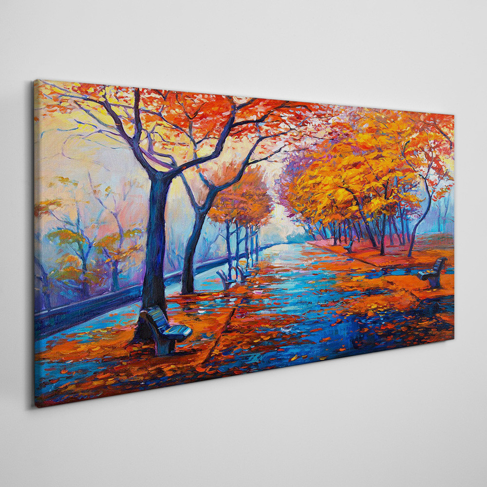 PL Coloray Obraz na Płótnie Park Drzewa Jesień 100x50cm