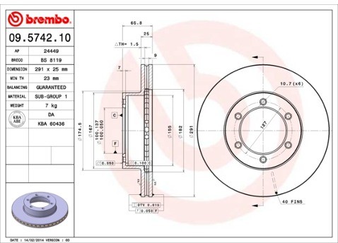 BREMBO Tarcze hamulcowe (komplet 2 sztuk) 09.5742.10