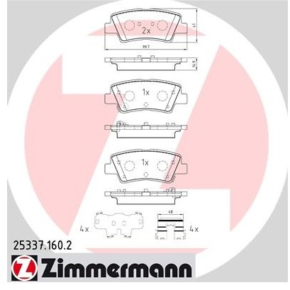 ZIMMERMANN Zestaw klocków hamulcowych, hamulce tarczowe 25337.160.2