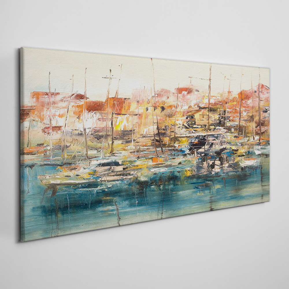 PL Coloray Obraz Canvas abstrakcja port statki łodzie 140x70cm