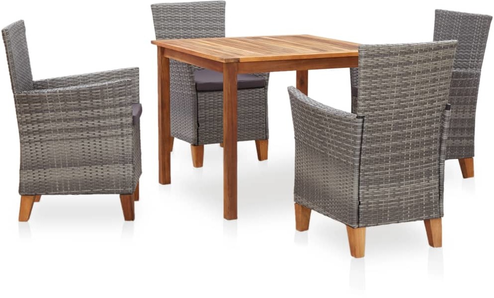 vidaXL 5-częściowy zestaw mebli ogrodowych, polirattan i akacja, szary