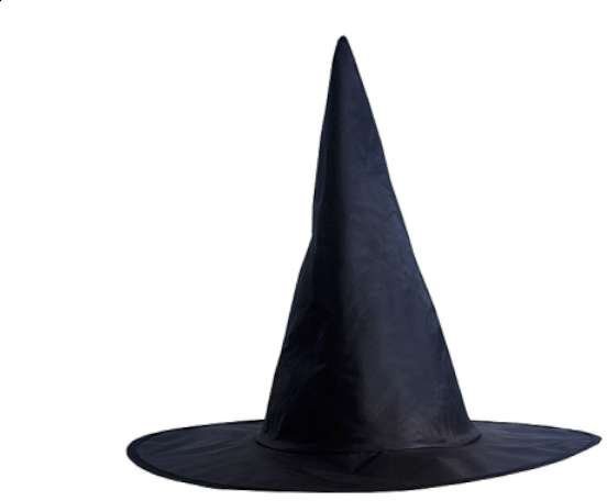 PartyDeco Czapka wiedźmy, czarny, 19 cm